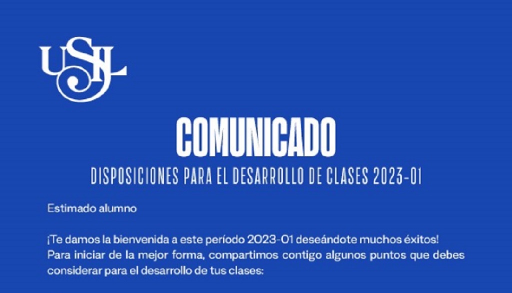Disposiciones para el inicio de clases 2023-01 Comunicado USIL